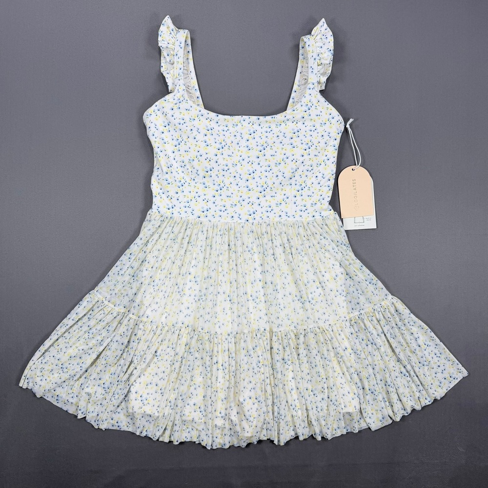 Blogilates Women M White Floral Recycled Poly Ballerina Ruffle Active Mini Dress - Picture 9 of 9